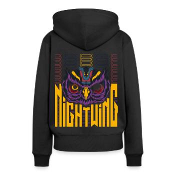 Nightwing Eule Trendy - Frauen Premium Bio Hoodie - Schwarz - Hinten - Julia (174cm)