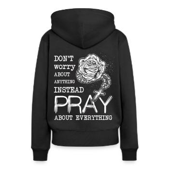 Rosenkranz Christlich Gebet Christentum - Frauen Premium Bio Hoodie - Schwarz - Hinten - Julia (174cm)