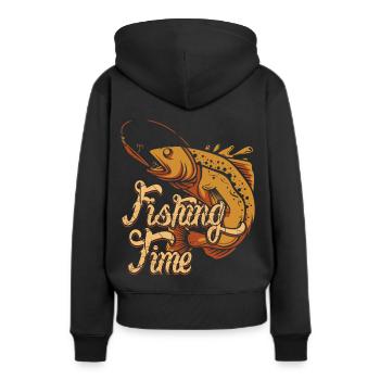 Pêche Pêche Pêche pêche pêche cadeau pêche - Sweat à capuche Premium bio Femme - noir - Dos - Julia (174cm)
