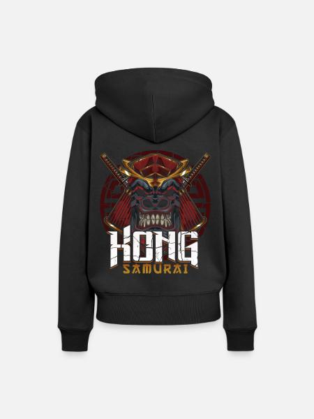 Samurai Kong Gorilla - Frauen Premium Bio Hoodie - Schwarz