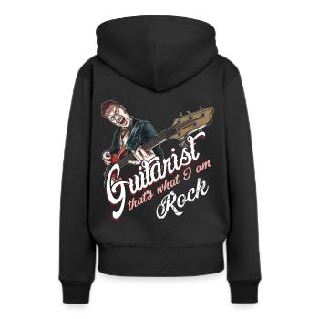 Guitariste Rockabilly - Sweat à capuche Premium bio Femme - noir - Dos - Julia (174cm)