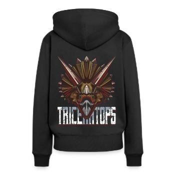 Triceratops - Sweat à capuche Premium bio Femme - noir - Dos - Julia (174cm)
