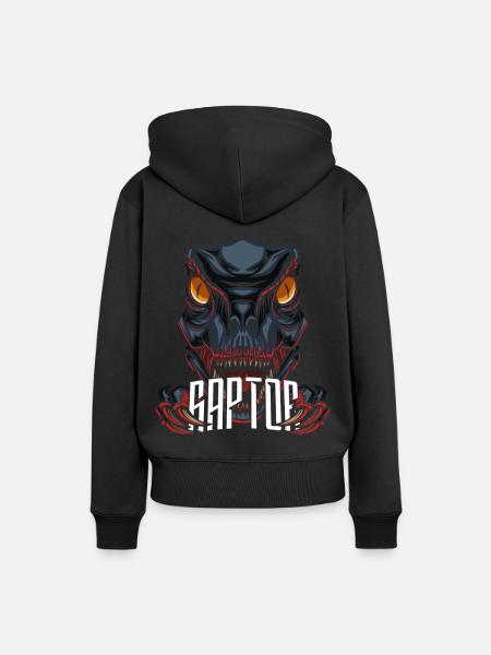 Dinosaurier Dino Raptor - Frauen Premium Bio Hoodie - Schwarz