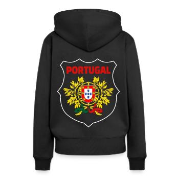 Portugal - Frauen Premium Bio Hoodie - Schwarz - Hinten - Julia (174cm)