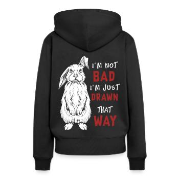 Bunny disant - Sweat à capuche Premium bio Femme - noir - Dos - Julia (174cm)