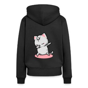 Chat Kawaii Dab - Sweat à capuche Premium bio Femme - noir - Dos - Julia (174cm)