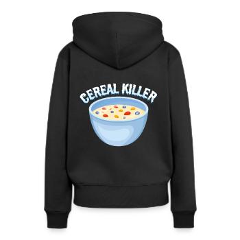 Müsli Wortwitz - Frauen Premium Bio Hoodie - Schwarz - Hinten - Julia (174cm)
