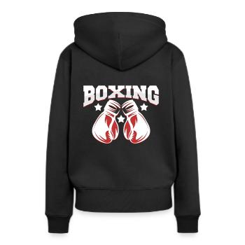 Boxhandschuhe - Frauen Premium Bio Hoodie - Schwarz - Hinten - Julia (174cm)