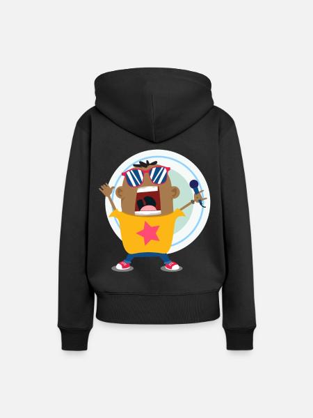 Singer Superstar Doodle Art - Frauen Premium Bio Hoodie - Schwarz