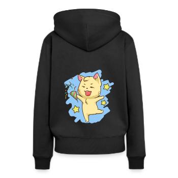 Geburtstag Katze Kawaii Party Feier Miezekatze - Frauen Premium Bio Hoodie - Schwarz - Hinten - Julia (174cm)