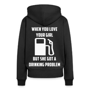 Problème de consommation Drôle de dictons de voitures - Sweat à capuche Premium bio Femme - noir - Dos - Julia (174cm)