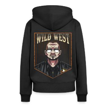 Wild West Sheriff Western Gesetzeshüter Vintage - Frauen Premium Bio Hoodie - Schwarz - Hinten - Julia (174cm)