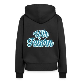 Wir Feiern - Frauen Premium Bio Hoodie - Schwarz - Hinten - Julia (174cm)
