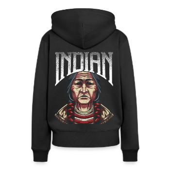 Indianer Indio Indianisch Ureinwohner Geschenk - Frauen Premium Bio Hoodie - Schwarz - Hinten - Julia (174cm)