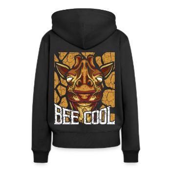 Giraffe Giraffen Muster Wildnis Wildtier Afrika - Frauen Premium Bio Hoodie - Schwarz - Hinten - Julia (174cm)