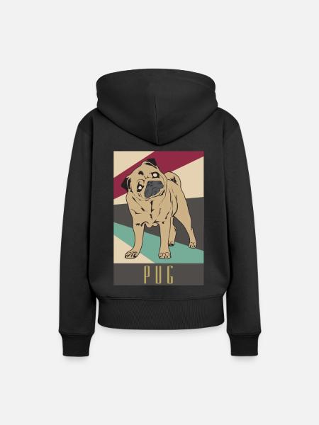 Mops - Frauen Premium Bio Hoodie - Schwarz