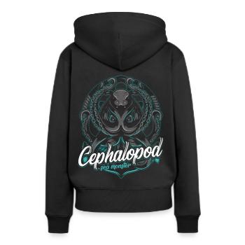Oktopus - Frauen Premium Bio Hoodie - Schwarz - Hinten - Julia (174cm)