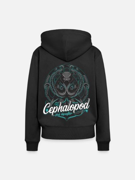 Oktopus - Frauen Premium Bio Hoodie - Schwarz