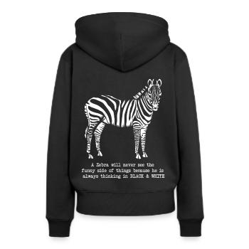 Zebra - Frauen Premium Bio Hoodie - Schwarz - Hinten - Julia (174cm)
