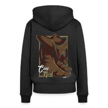 Wilder Westen - Frauen Premium Bio Hoodie - Schwarz - Hinten - Julia (174cm)