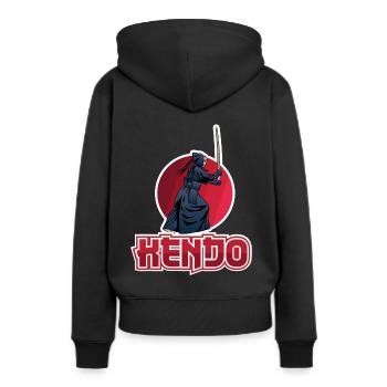 Kendo - Sweat à capuche Premium bio Femme - noir - Dos - Julia (174cm)