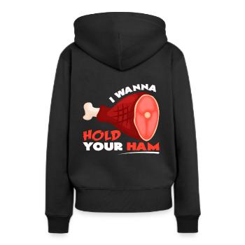 jambon - Sweat à capuche Premium bio Femme - noir - Dos - Julia (174cm)