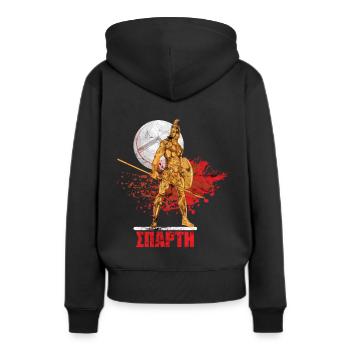 Bouclier Lambda Sparta Warrior - Sweat à capuche Premium bio Femme - noir - Dos - Julia (174cm)