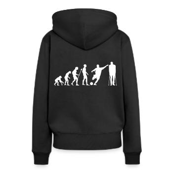 Evolution Fußball gebrochen Verletzung Geschenk - Frauen Premium Bio Hoodie - Schwarz - Hinten - Julia (174cm)