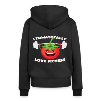 Tomate - Frauen Premium Bio Hoodie - Schwarz - Hinten - Julia (174cm)