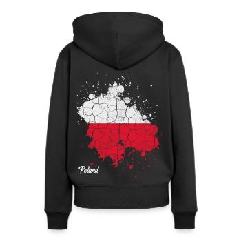 Pologne - Sweat à capuche Premium bio Femme - noir - Dos - Julia (174cm)