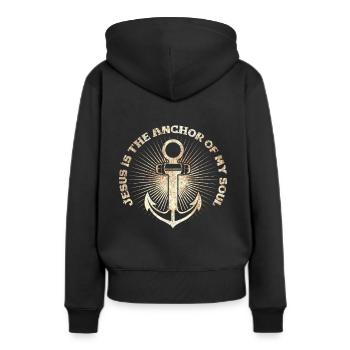 Jesus ist der Anker meiner Seele | Christ Geschenk - Frauen Premium Bio Hoodie - Schwarz - Hinten - Julia (174cm)