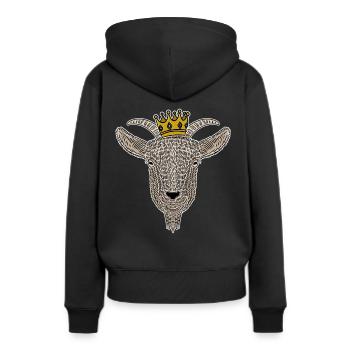Coole Ziege Goldene Krone - Frauen Premium Bio Hoodie - Schwarz - Hinten - Julia (174cm)
