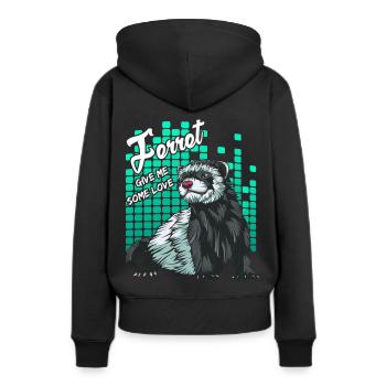 Frettchen - Frauen Premium Bio Hoodie - Schwarz - Hinten - Julia (174cm)