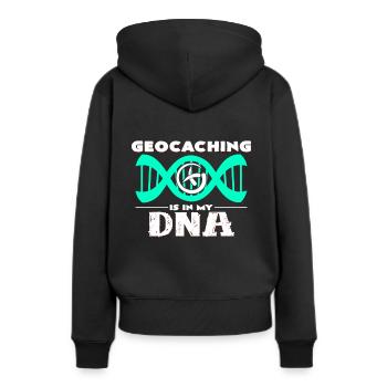 Geocaching - Sweat à capuche Premium bio Femme - noir - Dos - Julia (174cm)