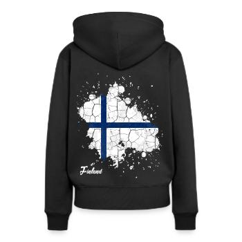 Finnland - Frauen Premium Bio Hoodie - Schwarz - Hinten - Julia (174cm)