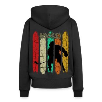 Retro Style Vintage Eishockey | Eissport Geschenk - Frauen Premium Bio Hoodie - Schwarz - Hinten - Julia (174cm)