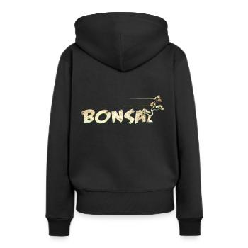 Bonsai - Frauen Premium Bio Hoodie - Schwarz - Hinten - Julia (174cm)