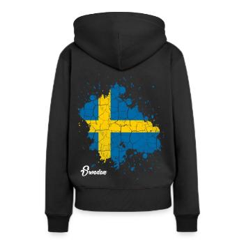 Schweden - Frauen Premium Bio Hoodie - Schwarz - Hinten - Julia (174cm)