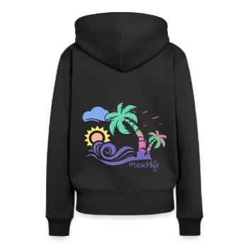 Strand - Frauen Premium Bio Hoodie - Schwarz - Hinten - Julia (174cm)