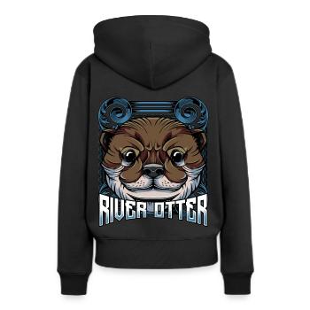 Modern Seeotter | Trendy Waldbewohner Geschenk - Frauen Premium Bio Hoodie - Schwarz - Hinten - Julia (174cm)