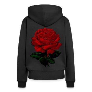 Rose vintage rouge - Sweat à capuche Premium bio Femme - noir - Dos - Julia (174cm)