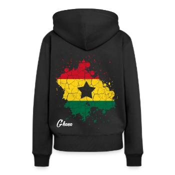 Ghana - Sweat à capuche Premium bio Femme - noir - Dos - Julia (174cm)