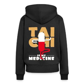 Tai chi - Sweat à capuche Premium bio Femme - noir - Dos - Julia (174cm)