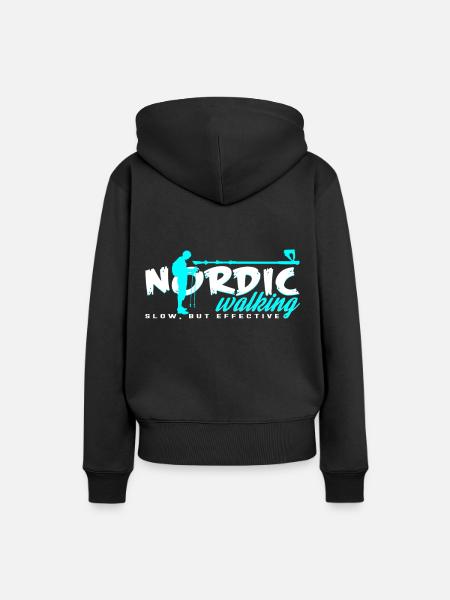 Nordic Walking - Frauen Premium Bio Hoodie - Schwarz