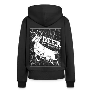 Hirschgeweih - Frauen Premium Bio Hoodie - Schwarz - Hinten - Julia (174cm)