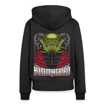 Kolibri - Frauen Premium Bio Hoodie - Schwarz - Hinten - Julia (174cm)