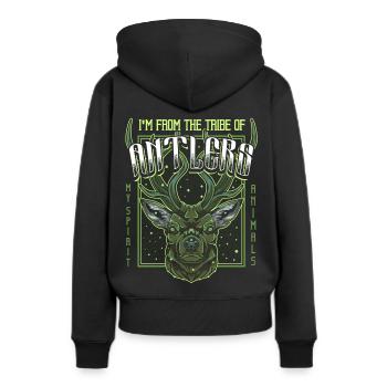 tête de cerf - Sweat à capuche Premium bio Femme - noir - Dos - Julia (174cm)