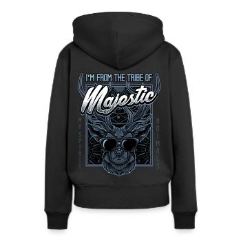 Modern Hirschkopf | Trendy Sonnenbrille Geschenk - Frauen Premium Bio Hoodie - Schwarz - Hinten - Julia (174cm)
