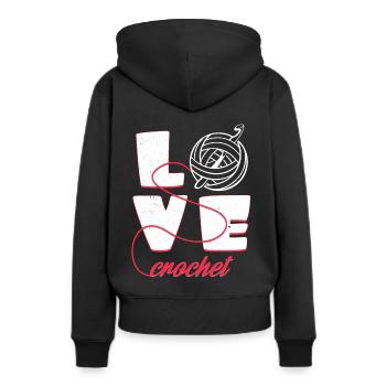 Crochet d'amour | Cadeau d'aiguille de déclaration de typographie - Sweat à capuche Premium bio Femme - noir - Dos - Julia (174cm)
