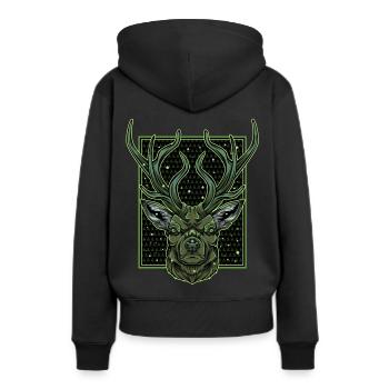 Hirschgeweih - Frauen Premium Bio Hoodie - Schwarz - Hinten - Julia (174cm)